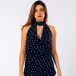 Paros Top Polka Dots Black